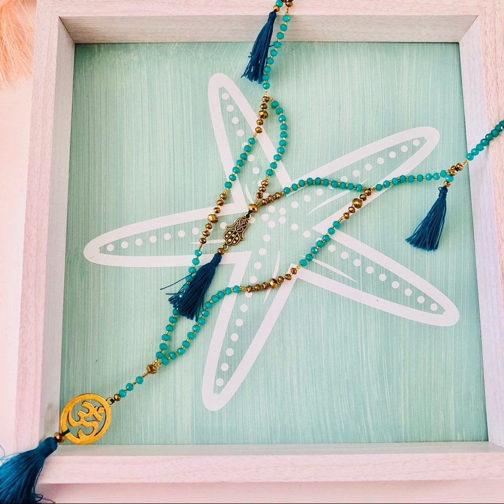 ☀️ Hamsa and Om yoga tassel necklace Bali 3/$30